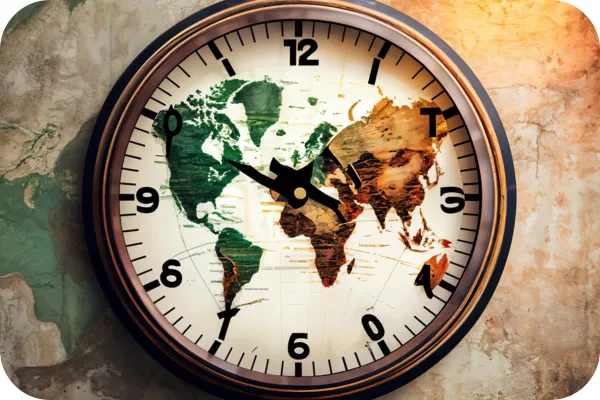 image of clock showing the Six Time Zones Across North America based on facts about north america.