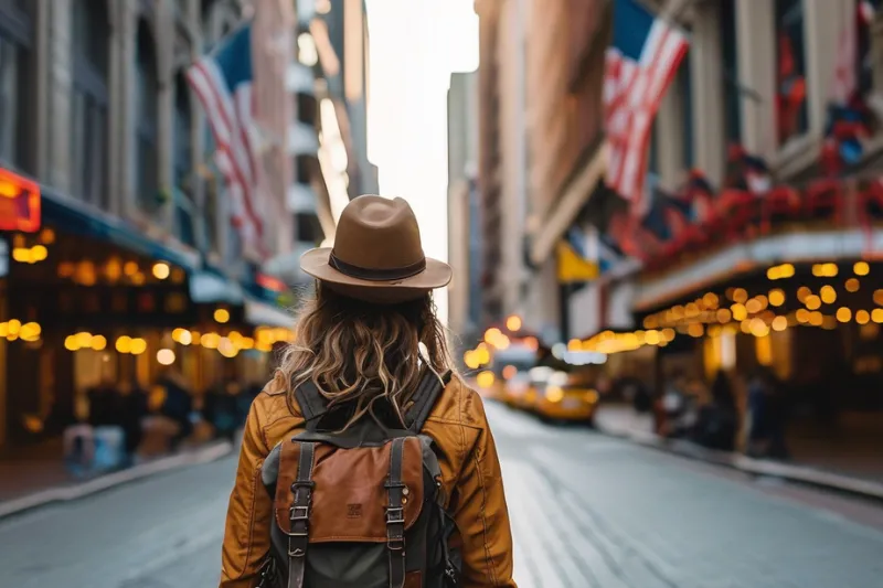 Woman exploring USA on Solo trip.