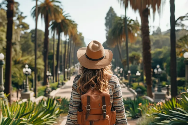 woman travelling in San Diego, CA. In San Diego, CA explore the balboa park